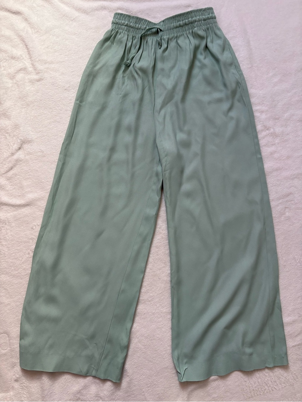 Linen-look flowy green pants vintage Reitmans
